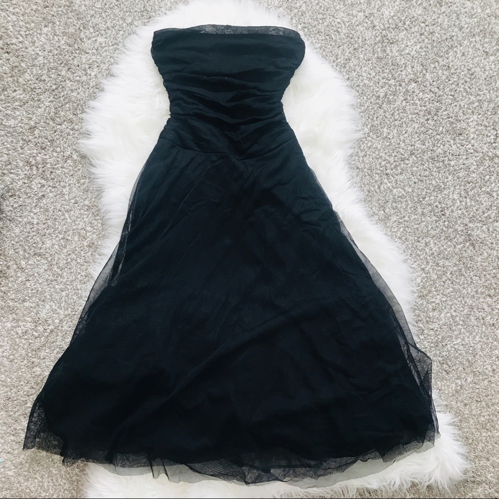 B. Darlin Black Strapless Tulle Dress Juniors 5 - Picture 2 of 9